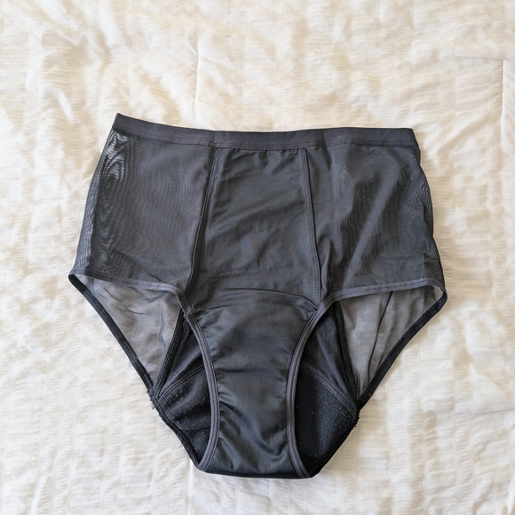 Thinx Black Comfort Stretch Hi-Waist Sheer Panel Period Underwear Size Medium - Picture 1 of 8